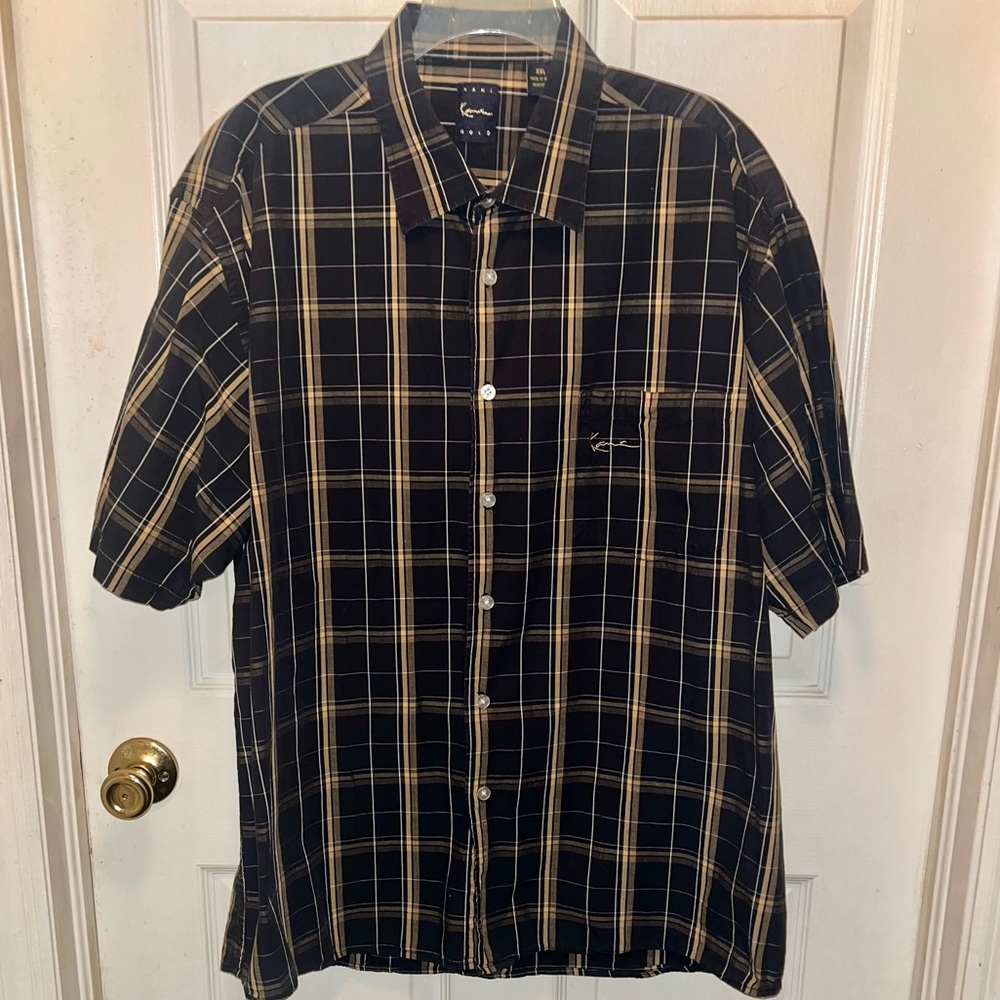 KANI Gold Men’s Short Sleeve Button Down Plaid Shirt. Sz XXL.